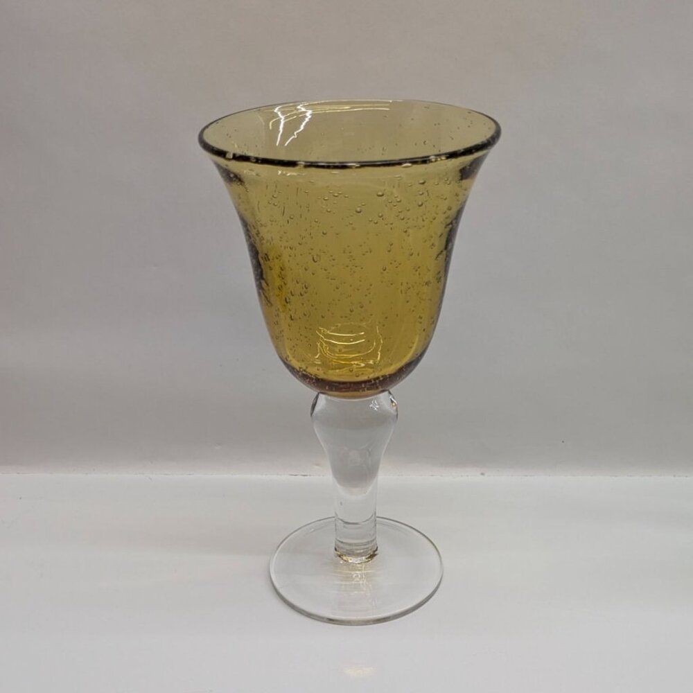 Artland Iris Yellow Air Bubbles Wine Glass Goblet 8" Elegant